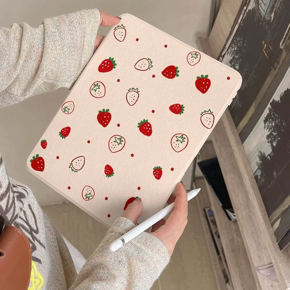 Red Strawberry insTablet Case For iPad Pro 11 13 M2 M4 M3 Case 9.7 10.2 5/6th 7/8/9/10/11th Mini 6 7 Air 1 2 3 4 5 6 Stand Cover