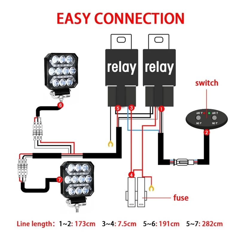 Lampe de travail LED carrée avec câblage, kit SFP, blanc, ambre, feu de conduite tout-terrain pour camion, SUV, RL, bateau, 514 et plus, 4 po