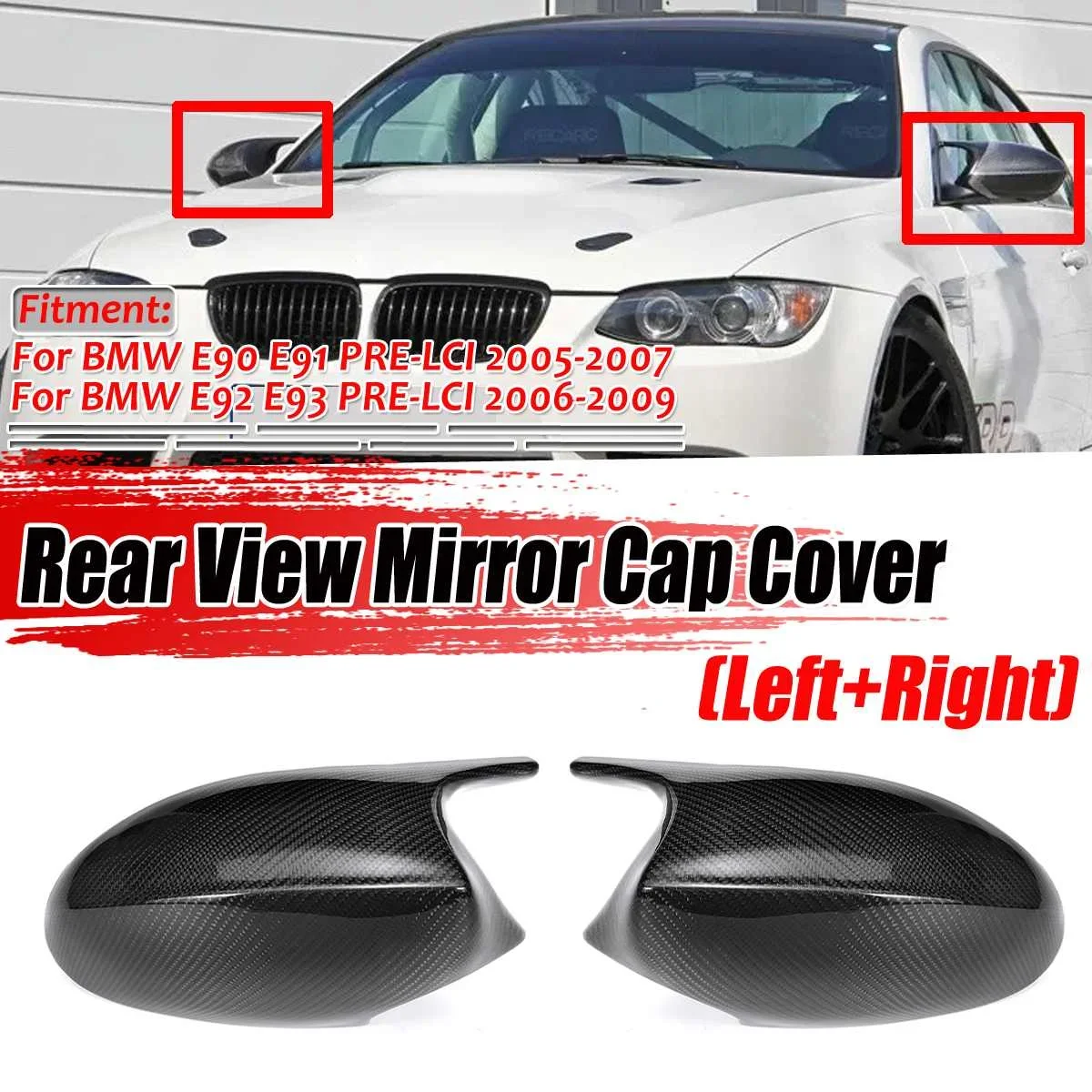 

Real Carbon Fiber E92 Side Mirror Cover For BMW E90 E91 2005-2007 E92 E93 2006-2009 E80 E81 E87 Rearview Mirror Cover Cap