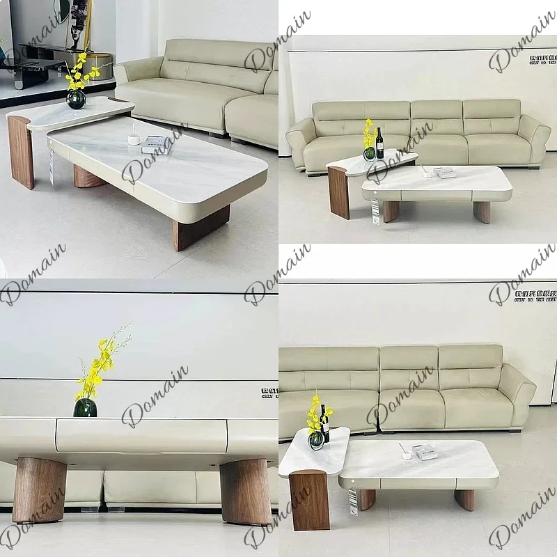 81 N Italian Minimalist Microcrystalline Stone Coffee Table Luxury Home Living Room New 2025 Vintage