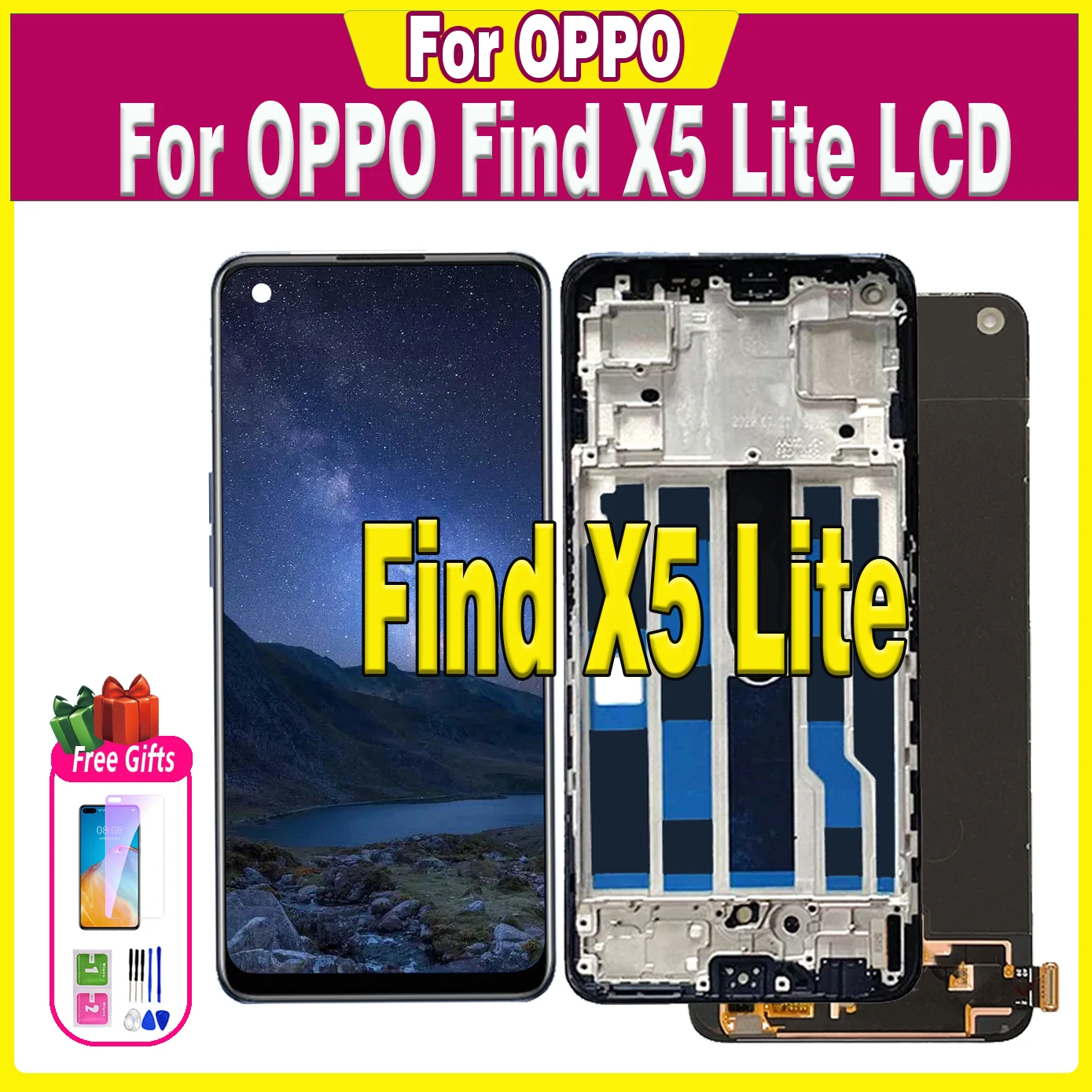 

6.43" Amoled For Oppo Find X5 Lite LCD Display Touch Screen Digitizer For Find X5Lite CPH2371 With fingerprints Panel Assembly