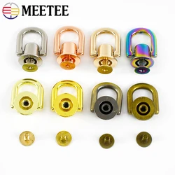 5/10Pcs Meetee 10mm Metal Bag Side D Ring Buckle Screw Rivet Nail Clasp Bags Strap Chain Connnector Sides Clip Hook Accessories