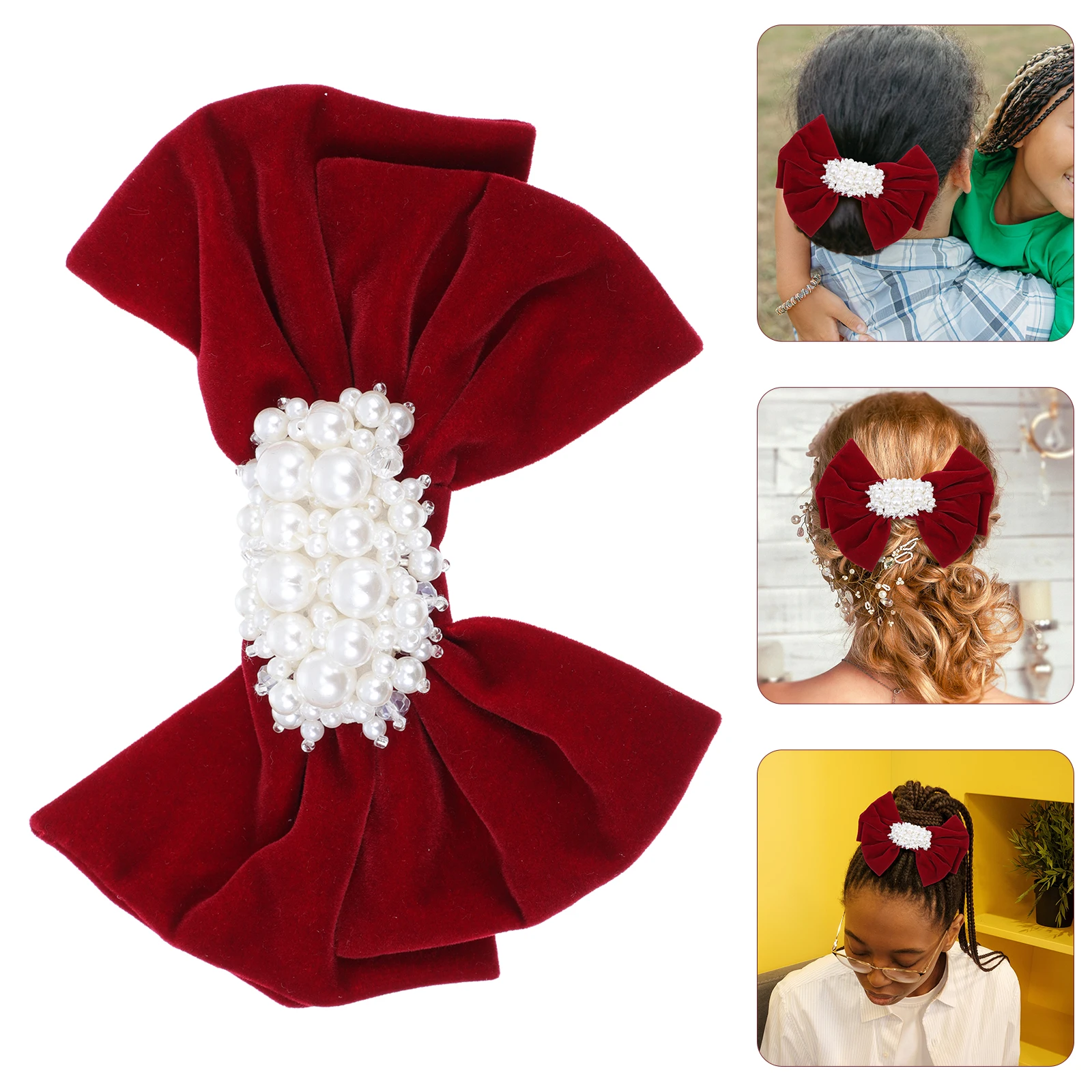 

Red Bowknot Alligator Clip Elegant Durable Hairpin For Wedding Xmas Party Female Bow Clip Decorative Hair Accessory Lovely Bow