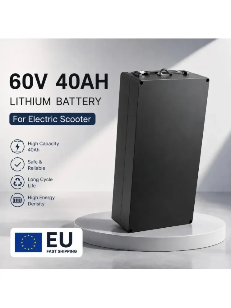 60V 20Ah 30Ah 40Ah Lithium-Akku mit integriertem BMS für Fat-Tire-Elektroroller 500W-2000W, 67,2V 2A Ladegerät inklusive, EU-Lager Schneller Versand, Langstrecken-Ersatzstromversorgung für tägliche