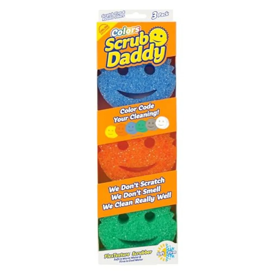 カラースポンジ スクラッチフリー 多目的食器用スポンジ キッチン、バスルーム、家庭用クリーニング用 BPAフリーのポリマーフォーム製 3個入り