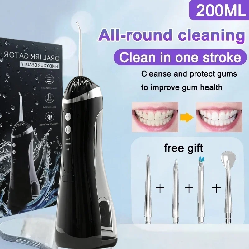 

Electric oral irrigator 3 Cleaning Modes USB Rechargeable Waterproof IP65 Oral Irrigator 4 Nozzles Portable Dental Irrigators
