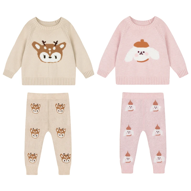 Spring Baby Knitwear Sets For Boys Girls Baby Girl Clothes Baby Boy Sweater Sets Tops + Pants Newborn Baby Clothes Sets