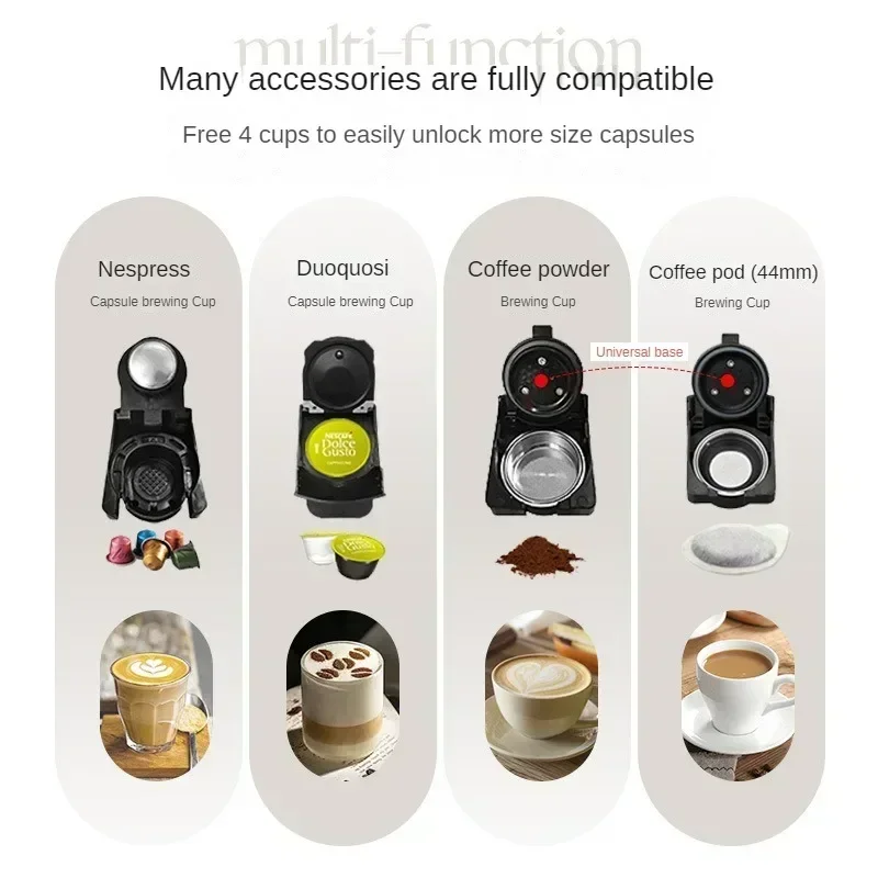 220V 4 in 1 다중 캡슐 커피 메이커 기계 소형 휴대용 맞춤 Dolce Gusto Capsule ESE Pod Ground 19Bar Hot/Cold