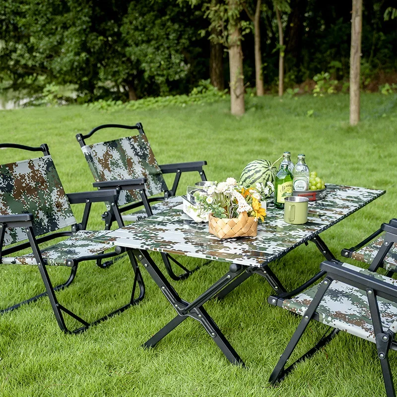 Portable outdoor camping folding camouflage Kermit chair picnic table and chair set