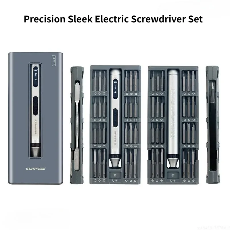 Precision Sleek Electric Screwdriver Set Silent and Durable Type‑C Fast Charging Cordless Screwdriver 17/50 In 1 Power Tool Set