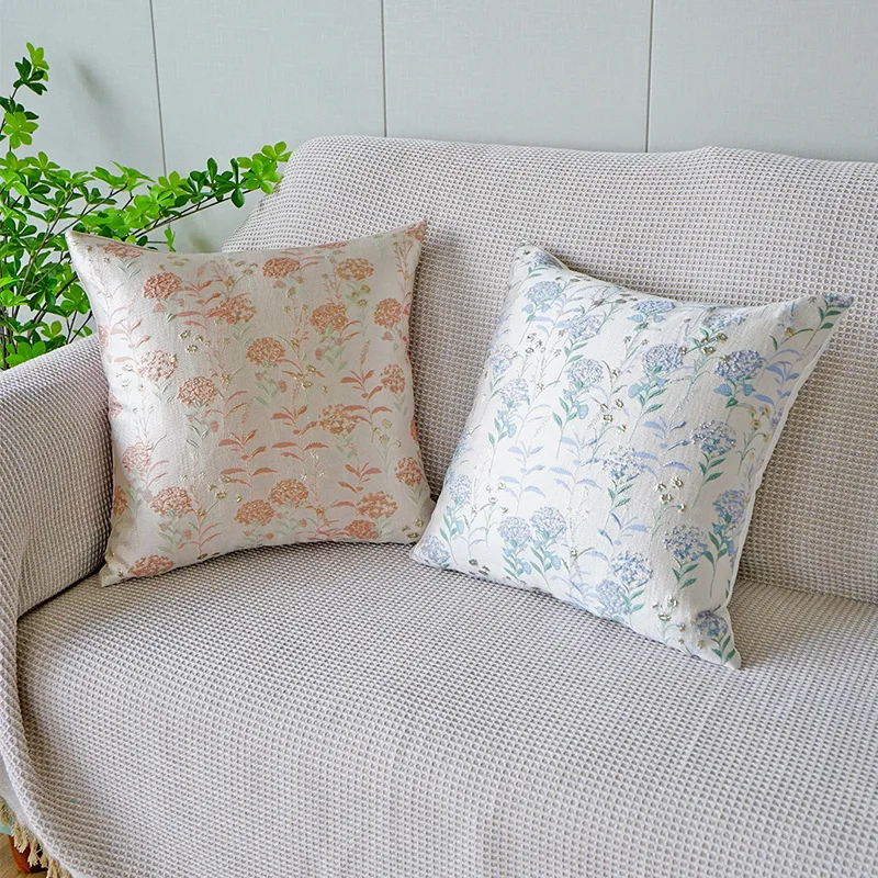 

Relief Jacquard Pillow Cover Blue Gold Thread Dandelion Pink Living Room Sofa Room Decoration Cushion Cover 45x45