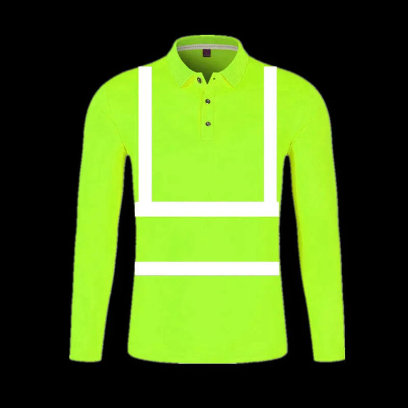 Hi Vis Safety Work Polo Shirt Reflective Construction Shirts for Men Women Quick Dry Long Sleeve Shirt Men Outdoor