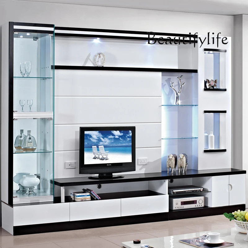 

Integral TV wall cabinet integrated living room combination TV simple modern wine cabinet combination TV background cabinet