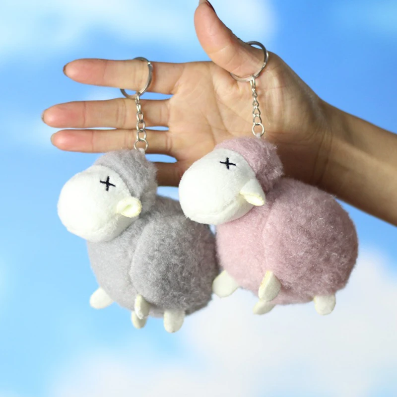 12cm Cute Net Red Sheep Plush Toy Doll Crianças Cartoon Sheep Doll Doll Book Bag Charm Keychain Crianças Plush Toys Gift