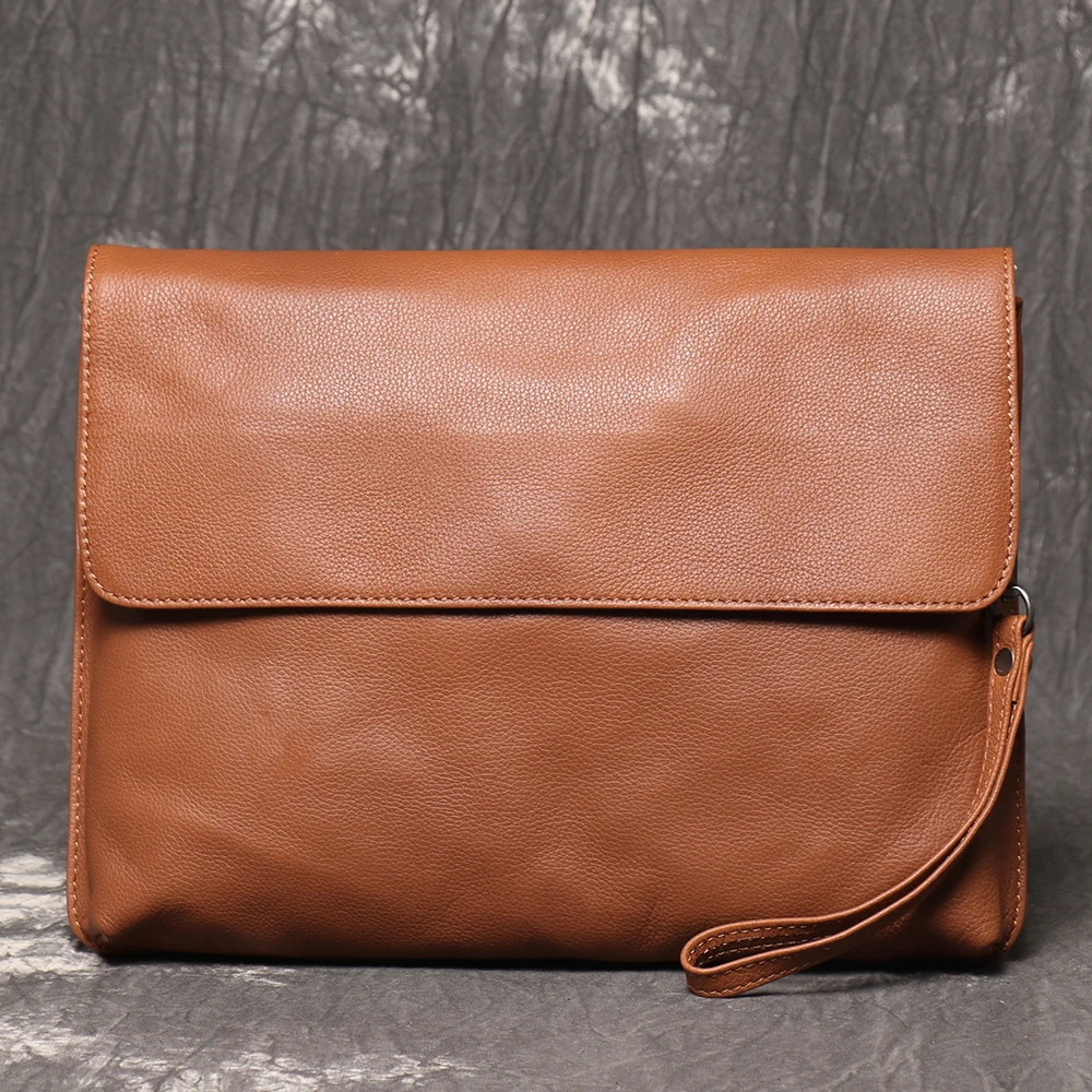 LUOKIR Vintage Echtem Leder Umhängetasche männer Mode Einfache Schulter Messenger Taschen Casual Luxury Klappe Rindsleder Kupplung Tasche – Detail 5