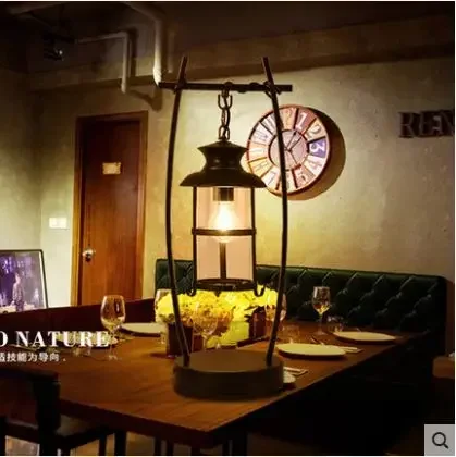 American retro industrial style creative coffee bar living room bedroom wrought iron personality table lamp floor lamp