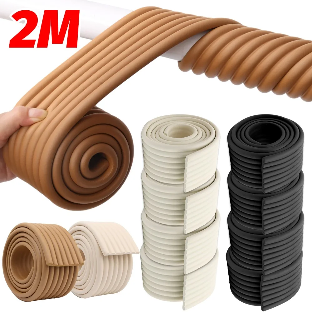 NBR Bumper Strip W Shape Car Garage Wall Protector 3D Foam Guard Self Adhesive Protection Cushion for Corner Door Edge 2M Matte