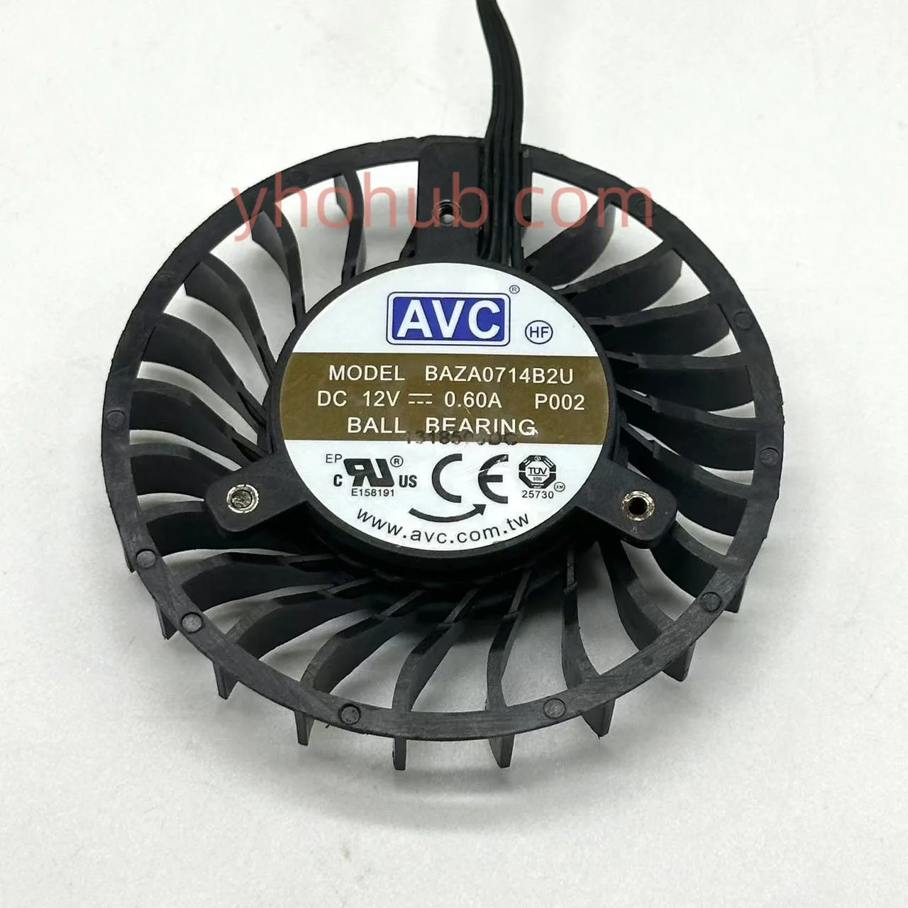 AVC BAZA0714B2U P002 DC 12V 0.60A 38x38x28mm 4-Wire Server Cooling Fan