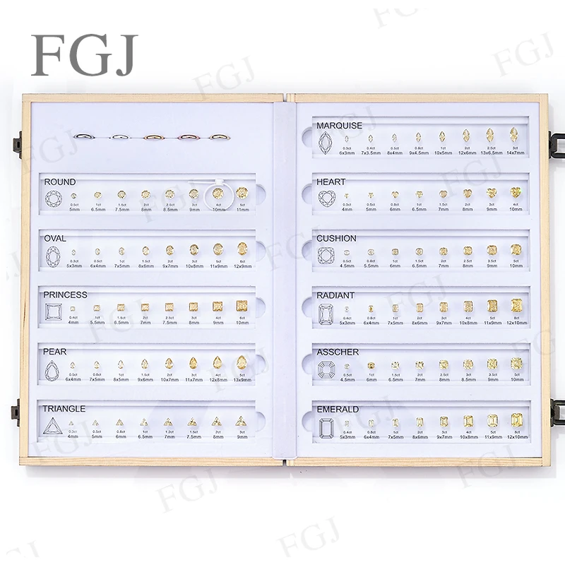 

New Wholesale Cubic Zirconia Customize Comparison Chart Multishapes Set Ring Size Reference Jewelry Tool Tester DIY Charms