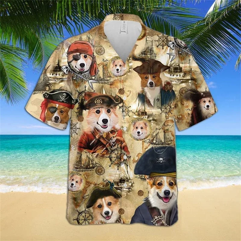 

Funny Dog Face 3D Print Hawaiian Shirt For Men Summer Cool Short Sleeve Women Floral Shirts Children Cute Beach Hawai Shirt Top