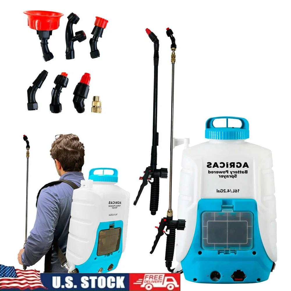 Battery Powered Backpack Sprayer with Adjustable Nozzles 4.2 Gallon Multifunctional Weed Sprayer