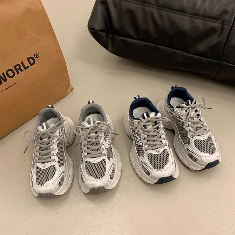 

Internet Celebrity Dad Sneakers for Women 2025 Spring Mesh Thick-Soled Super Popular Versatile Height-Increasing Casual Sneakers