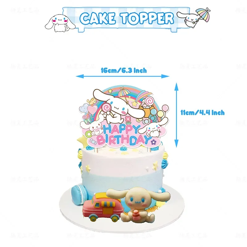 Sanrio Cinnamoroll Theme Party Supplies DIY Balloon Birthday Banner Latex Balloon Decoration Cake Supplies Invitation Cards