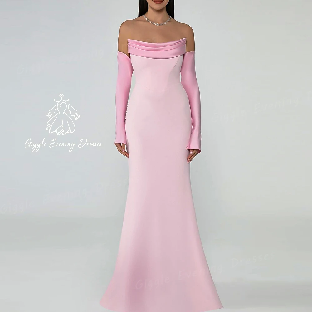 Giggle Mermaid Strapless women's formal Evening gown gala Crepe Simple Close-Fitting Floor Length elegant party dresses 2024