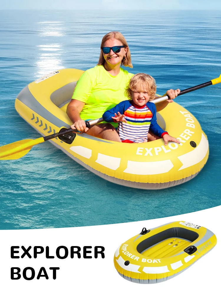 engrossado pvc borracha barco inflavel pessoa remo caiaque desgaste canoa resistente parent kids water recreation fishing 01