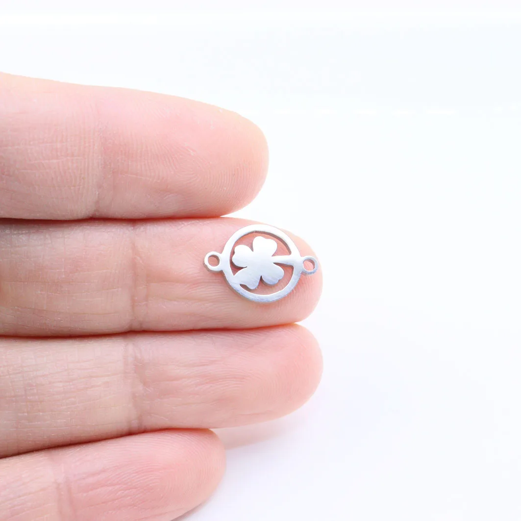 10pcs 10mm Stainless Steel Lovely Polished Connector Bracelet Charms Pendant DIY Handcraft Waterproof Antiallergic Vacuum Plate