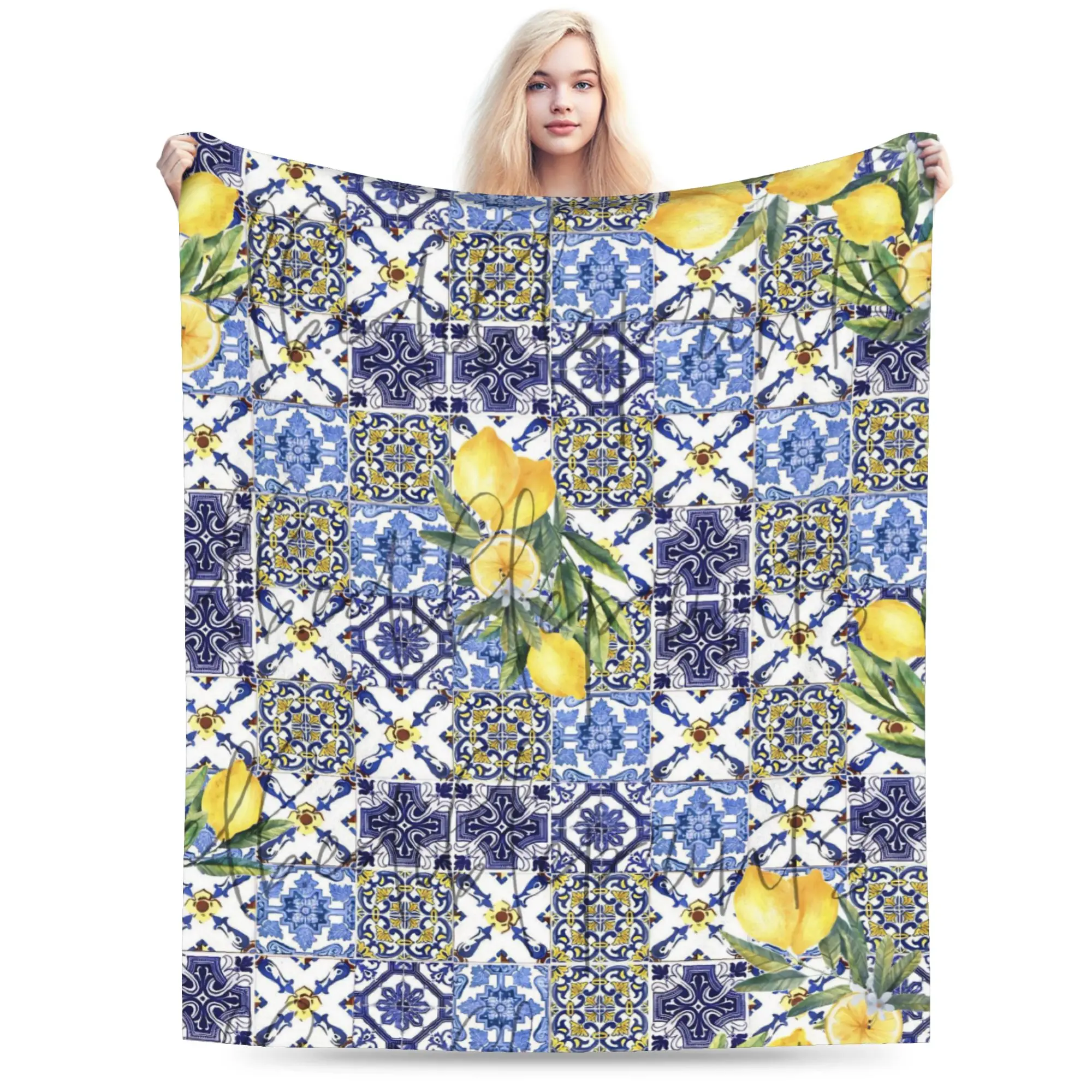 Stylish Lemon Sicily Rectangle Blankets Lightweight Thin Flannel  Relax Throw Blanket Machine Washable