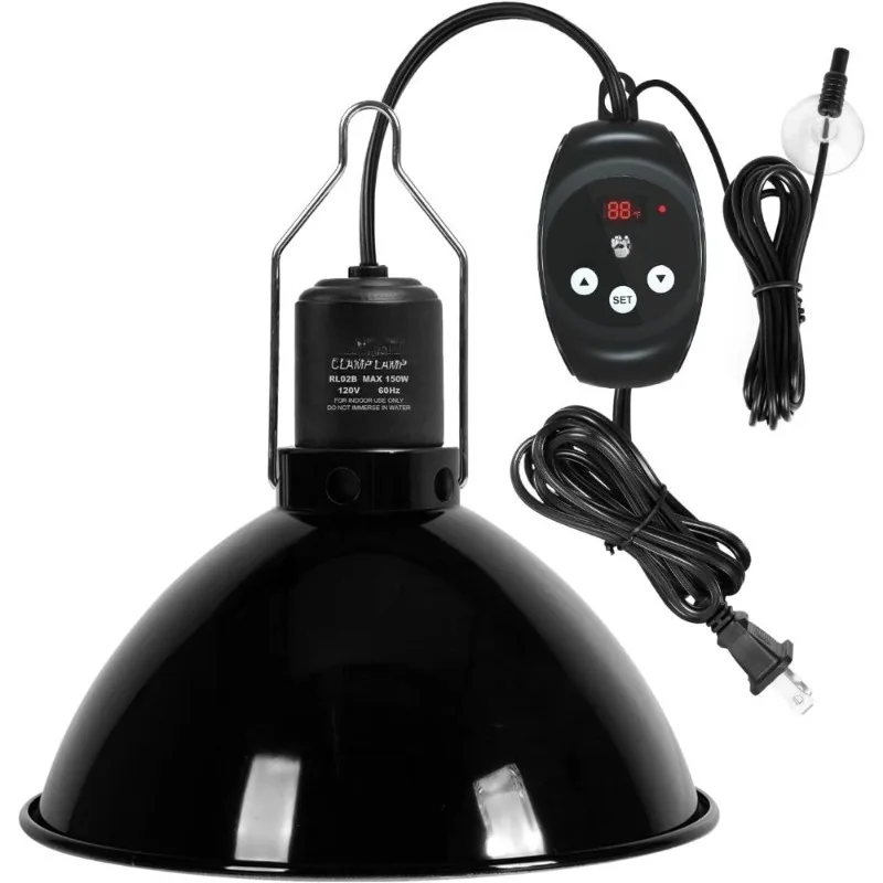 

Тепловая лампа для рептилий с термостатом затемнения, регулятор температуры лампы глубокой купольной лампы 150 Вт