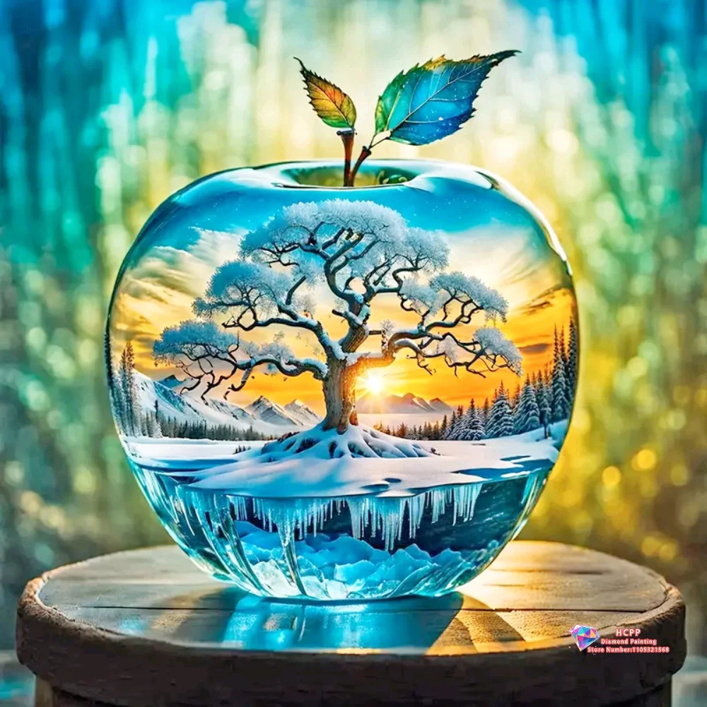 

Apple Snow Landscape Diamond Painting Kit 5D DIY Diamond Embroidery Cross Stitch Handmade Art Gift Crafts Home Decor