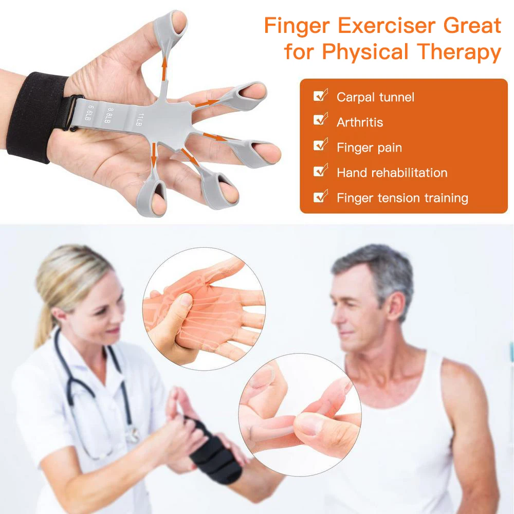 Finger Exerciser Guitar Finger Gripper, 6 Resistant Levels Recovery, Ferramentas físicas, Hand Strengthener para paciente