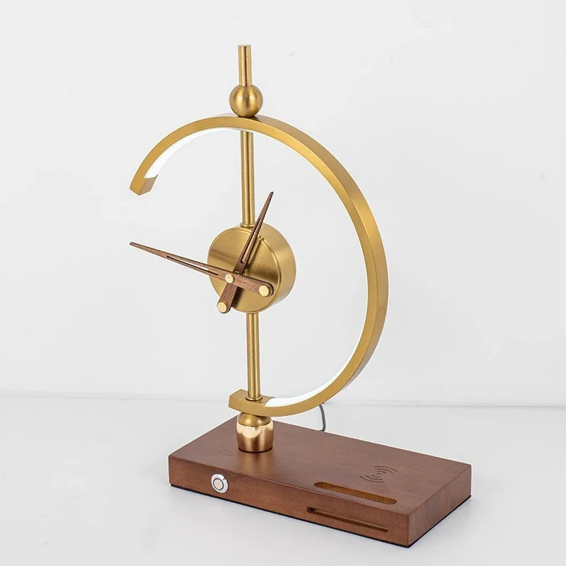 

Soft light creative clock desk lamp smart light luxury mobile phone charging