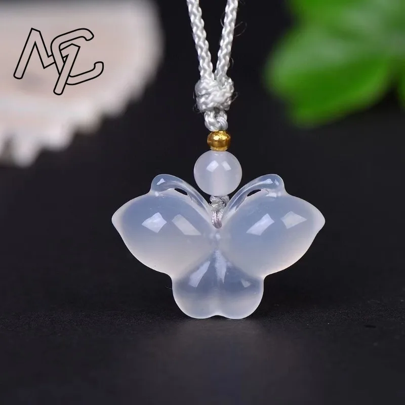 Natural Purple Agate Hand Engraving butterfly Exorcise Evil Spirits Pendant Lucky Amulet Fashion Hand-Carved Man Woman Luck  New