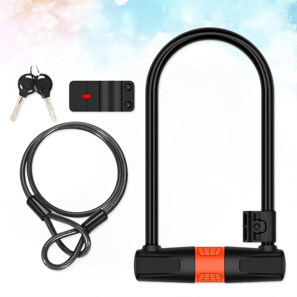 

1Set High Security U Shape Bicycle Lock Double Sided Key Core Long Locking Space Theft Resistant Steel Cable Bike Motorcycle