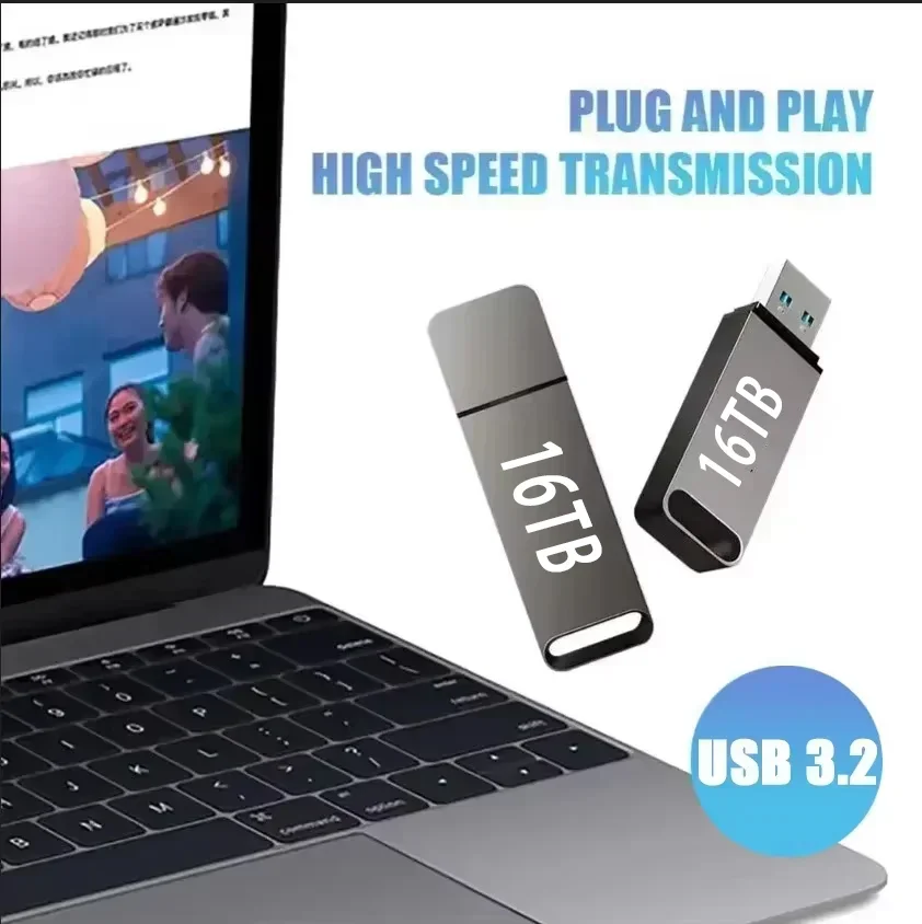 16TB Pen Drive USB 3.2 Flash Drive High-Speed 8TB 2TB Pen Drive Metal USB Memory For Computer Storage Devices Car Music Adapter view 5