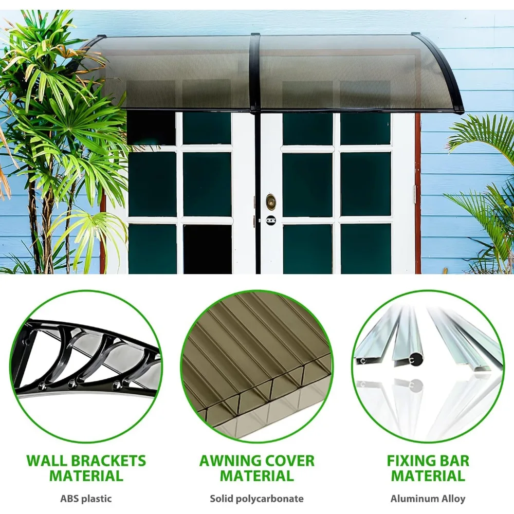 Imagem -03 - Policarbonato Janela Toldo Door Canopy Outdoor Front Door Cover Pátio Sun Shetter Tarp Car Tent Abrigo Tendas 40 x 80