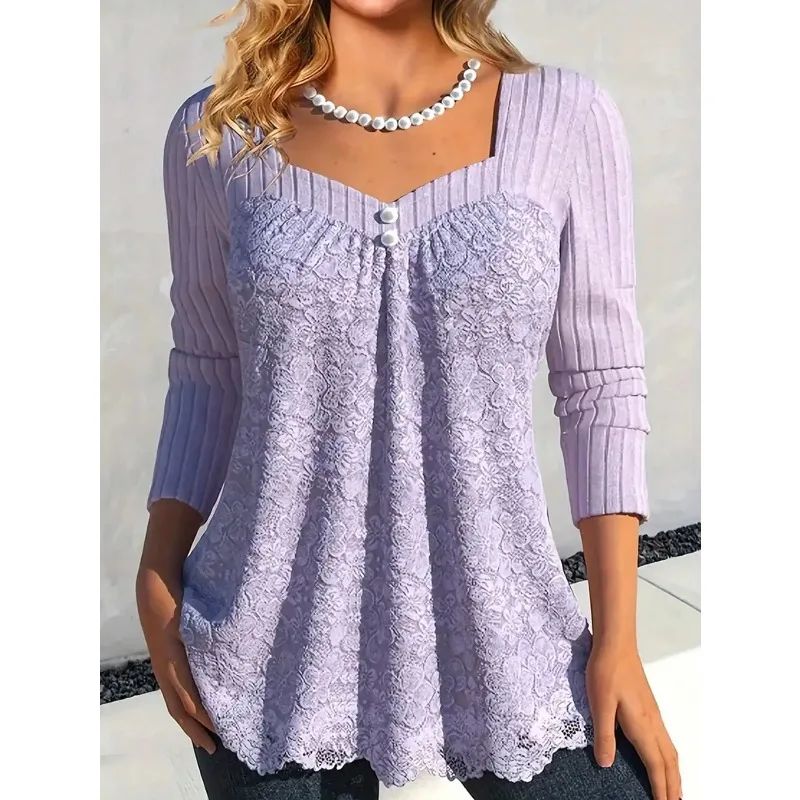 حجم كبير المرأة الجديدة تي شيرت Ruched الخامس الرقبة طويلة الأكمام Ruched طباعة عادية الأساسية موضة الخريف المحملة القمم