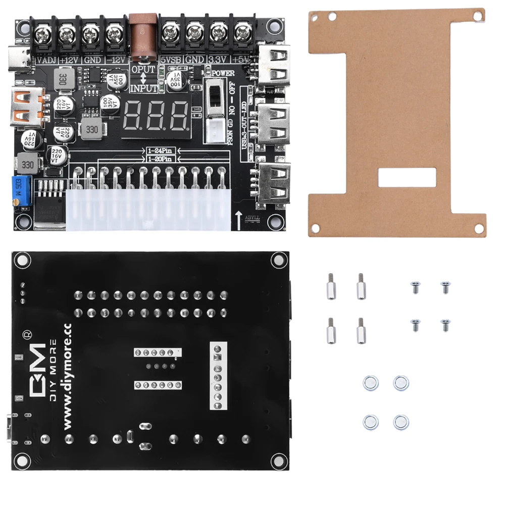 20/24-Pin ATX Power Supply Adapter Board, Adjustable-Voltage Power Supply Module, Suitable for Computers, Mobile Phones, Etc.