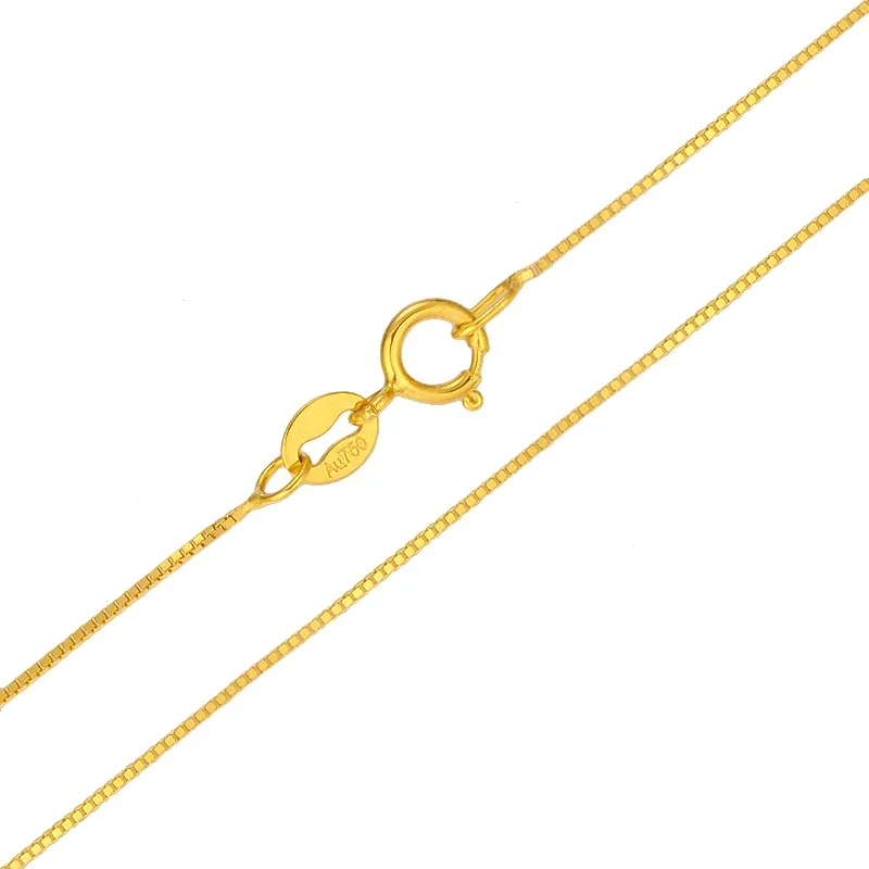 18k Pure Gold Necklace Rose White Yellow Women Fine Simple Slim Thin Chains Hot Sale Matched For Any Pendant trendy new 2025