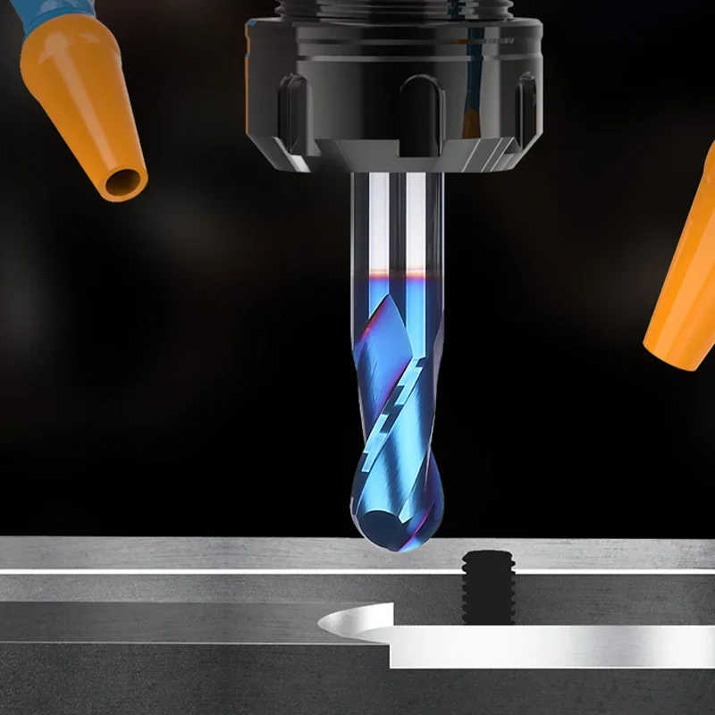 HUHAO 6mm 8mm Shank Ball Nose End Mill HRC65 High Hardness Carbide Cutter CNC Router Bit 2 Flute Milling Cutter R0.5 CNC Tools