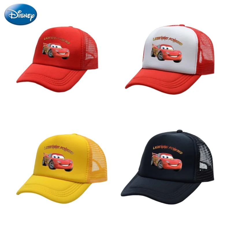 New Disney Cars Lightning McQueen Animation Cartoon Children's Sun Hat Creative Kawaii Mesh Baseball Cap Sun Hat Gift Wholesale