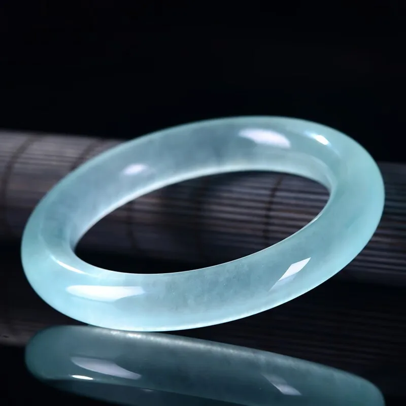 

Кварцевый нефритовый браслет для девочек, светло-голубой плавающий цветок, лед через тонкий круглый браслет