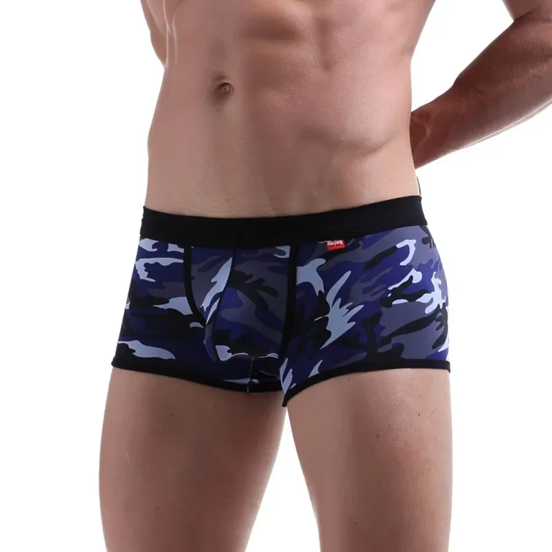 Boxer respirant pour hommes, sous-vêtements masculins, short U convexe, entrejambe, marée sexy, imprimé CamSolomon, mode