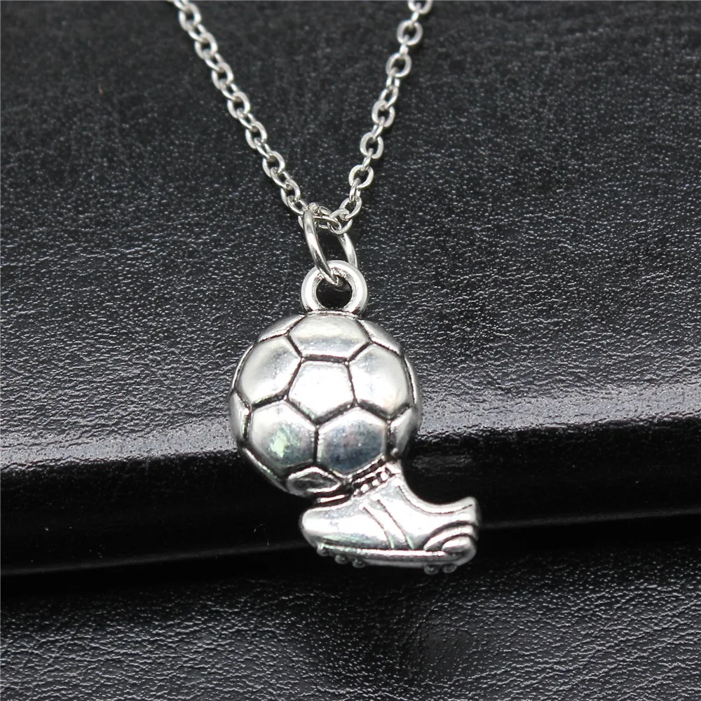 Drop Shipping Antique Silver Color 21x15mm Football Shoes Necklaces Short Chain Choker Necklaces