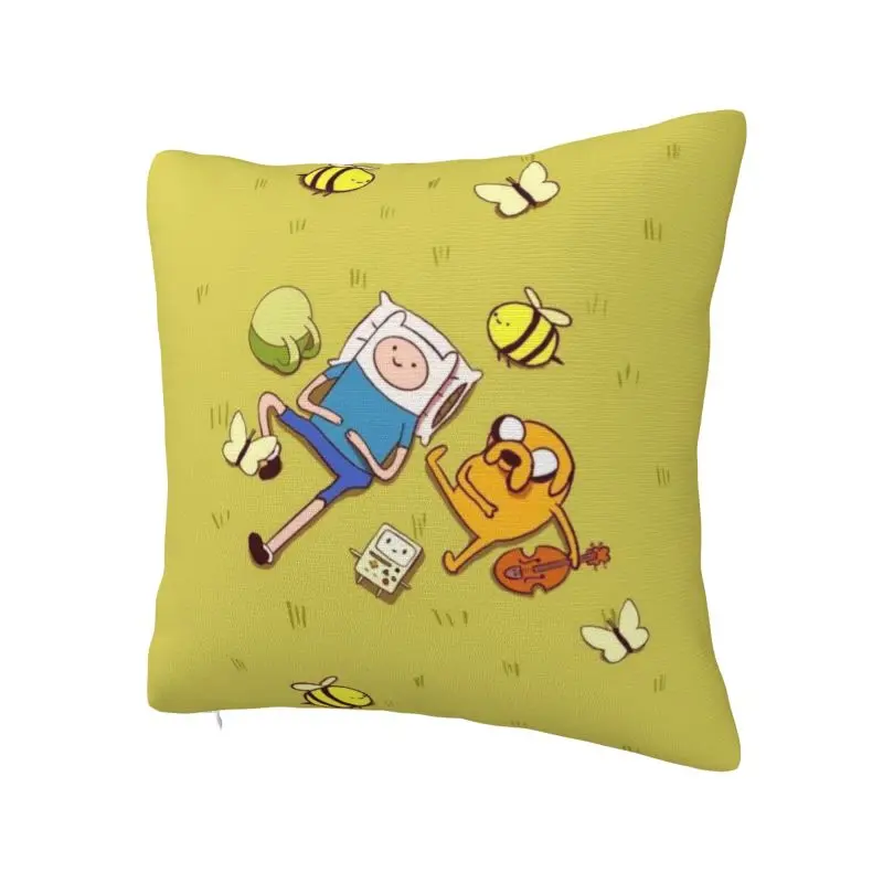 Custom Finn And Jake Wallpaper Square Pillow Cover Decoration 3D Two Side Printing A-Adventure Time Cushion Cover for Sofa