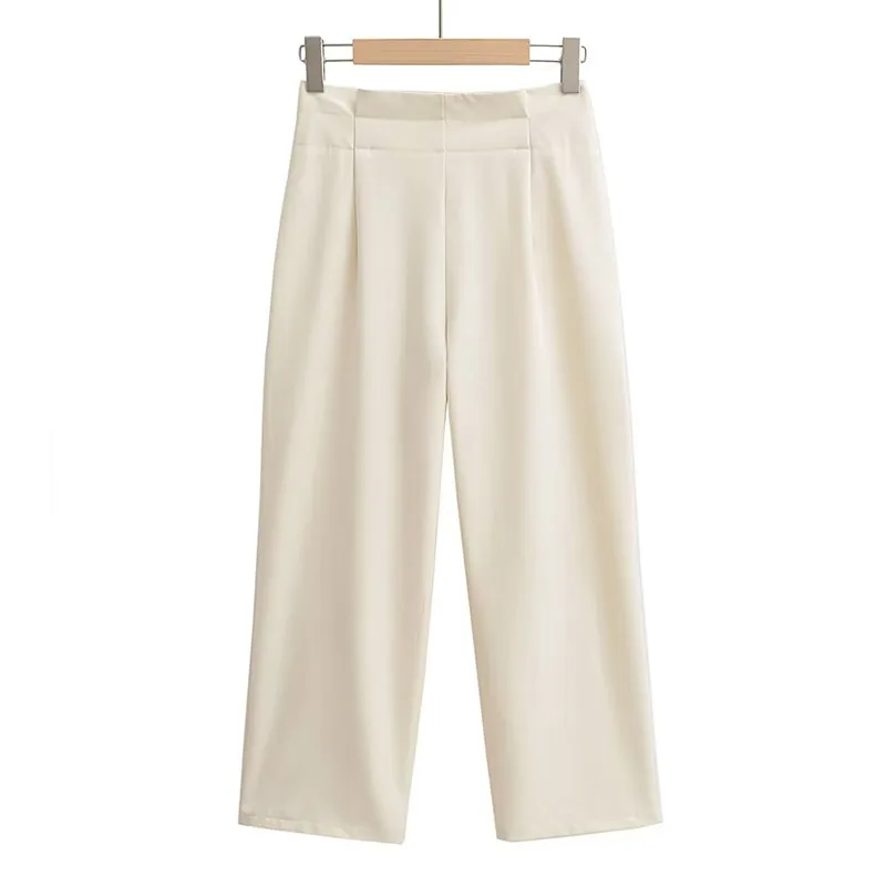 Faionable белый узел, украшенный бумажным мешком, брюки с высокой талией, широкие повседневные брюки для женщин, летнее новое поступление