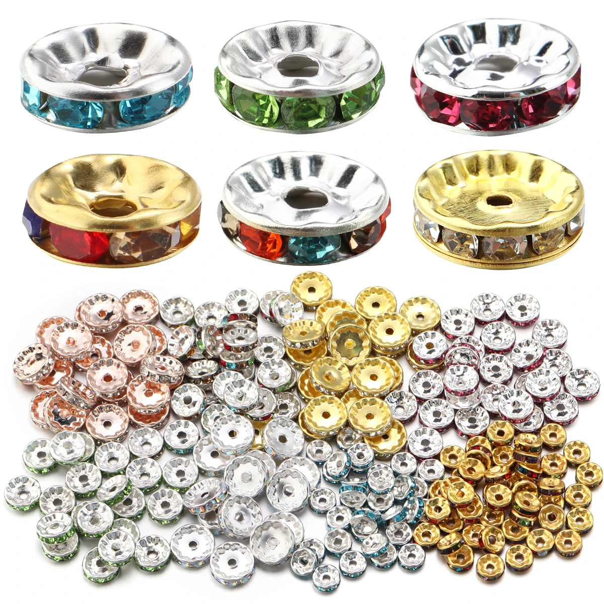 50/100 pçs strass rondelles contas de cristal solto espaçador contas para diy jóias fazendo acessórios suprimentos atacado